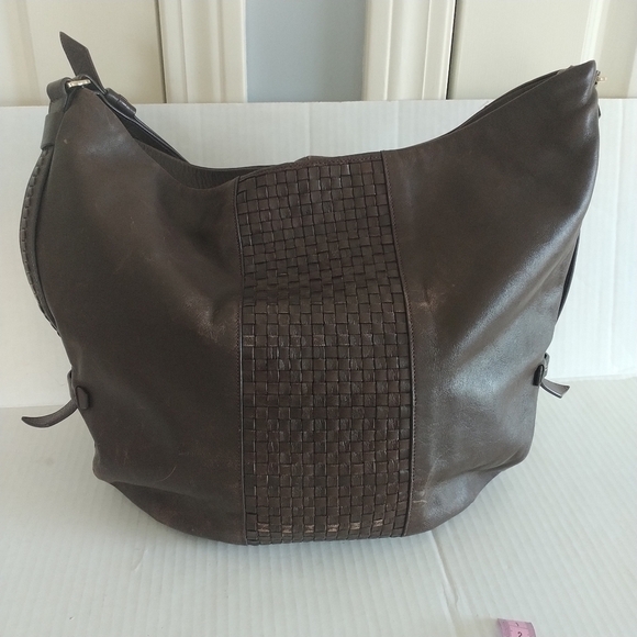 Cole Haan Bethany Weave Single Strap Leather Hobo Bag Chestnut Brown - Picture 3 of 12